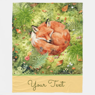 Fantasievoller Schlafender Fuchs | Waldillustratio Fleecedecke