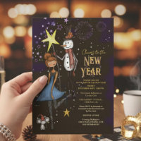 Fantasievoller Schneemann & Sternennacht Silvester