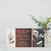 Fantasievoller Vogelkäfig Schokoladenbraun und Ros Save The Date (Stehend Vorderseite)