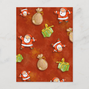 fantasievoller Weihnachtsmann und Geschenke-Muster Feiertagspostkarte