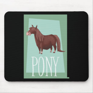 Fantasievolles braunes Shetlandpony auf grünem Ret Mousepad