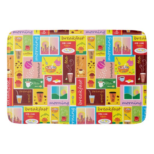 Fantasievolles Frühstücksmuster Badematte (Vorderseite)