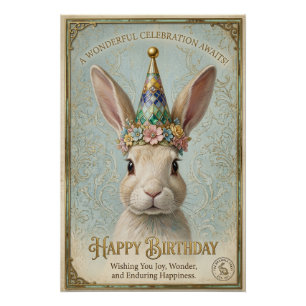 Fantasievolles Hasen-Geburtstags-Eleganz Poster