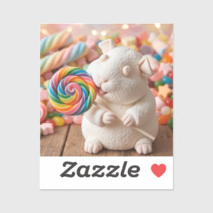 Fantasievolles Meerschweinchen mit Marshmallow und Aufkleber