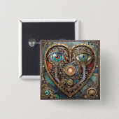 Fantasievolles Steampunk-Herz Ich sehe dich Ich li Button (Vorne & Hinten)