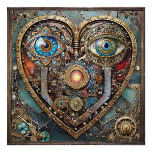 Fantasievolles Steampunk-Herz Ich sehe dich Ich li Poster