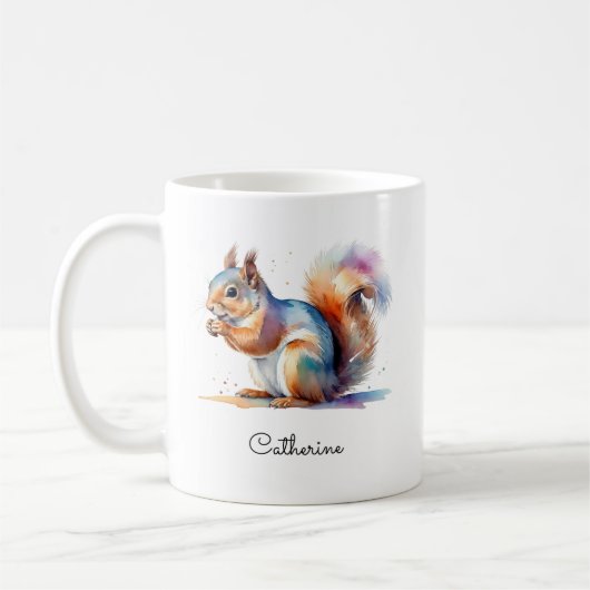 Fantasievolles Wasserfarben-Eichhörnchen mit perso Kaffeetasse (Links)