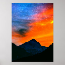 Fantasiewelt in den Bergen Poster