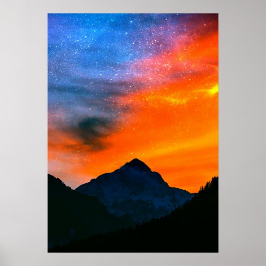 Fantasiewelt in den Bergen Poster (Vorne)