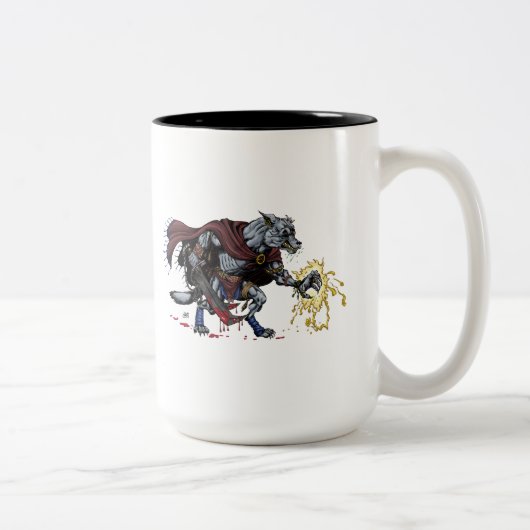 Fantasiewerewolf-Kämpfer-Tasse Zweifarbige Tasse (Rechts)