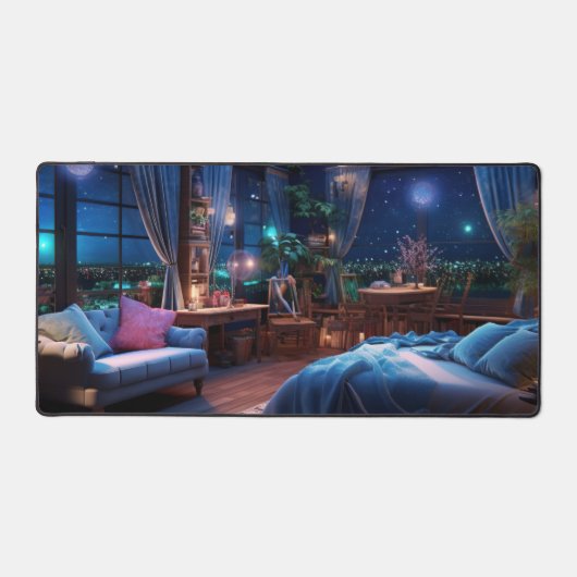 Fantasiezimmer in der Nacht Desk Mat Schreibtischunterlage (Vorderseite)