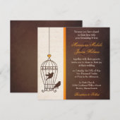 Fantasiosischer Vogelkäfig - Herbstorange Hochzeit Einladung (Vorne/Hinten)