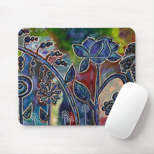 Fantasmagoric Lotus Flower Garden Originale Kunst, Mousepad (Mit Mouse)