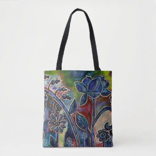 Fantasmagoric Lotus Flower Garden Originale Kunst, Tasche