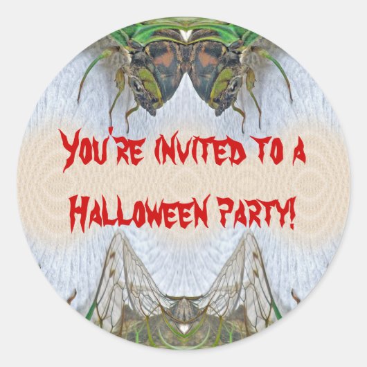 Fantasmagorischer Cicada Halloween-Party Sticker (Vorderseite)