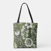 Fantastic Flowers (Moss Green) Fine Art Tasche (Rückseite)