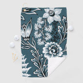 Fantastic Flowers (Slate Teal) Fine Art Golfhandtuch (Insitu)