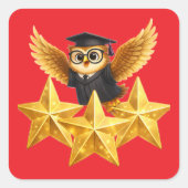 Fantastic work three gold stars red square sticker (Vorderseite)