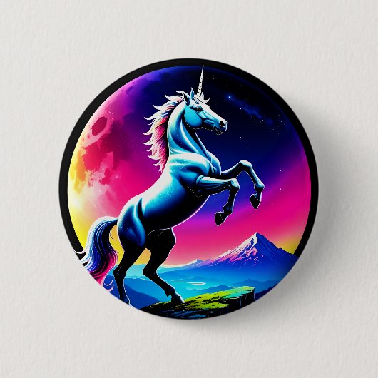 Fantastical Colorful Unicorn Wilderness Button (Vorderseite)