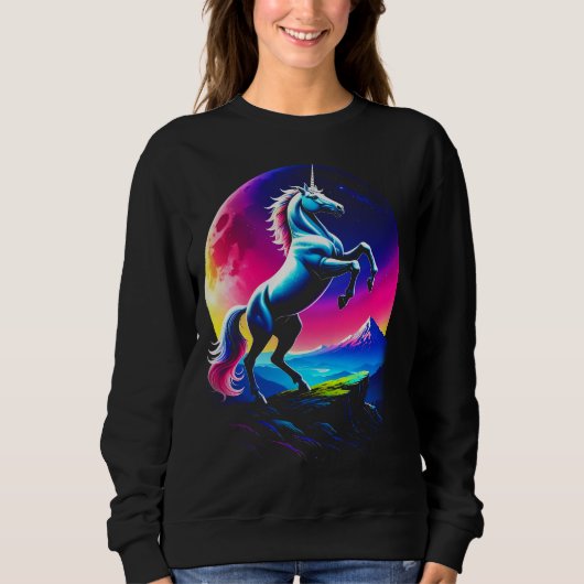 Fantastical Colorful Unicorn Wilderness Sweatshirt (Vorderseite)