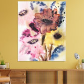 Fantastical Florals Original Watercolour Leinwanddruck (Insitu (Wohnzimmer))