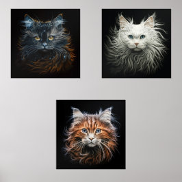 FANTASTICATS Ragdoll Angora Ginger Cat Portraits Bilderwand Sets