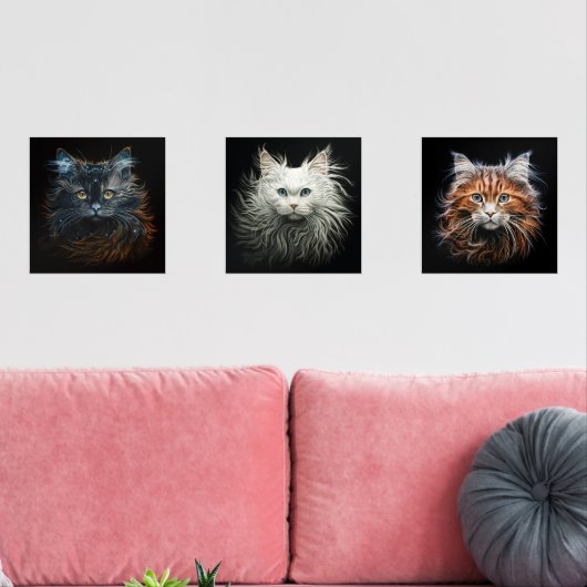 FANTASTICATS Ragdoll Angora Ginger Cat Portraits Bilderwand Sets (Wohnzimmer)
