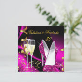 Fantastisch 50 Abstrakt Pink Gold Geburtstag Einladung (Stehend Vorderseite)