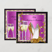 Fantastisch 50 Fantastisches Pink Schwarz-weiß Gol Einladung (Vorne/Hinten)