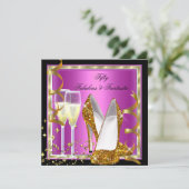 Fantastisch 50 Fantastisches Pink Schwarz-weiß Gol Einladung (Stehend Vorderseite)