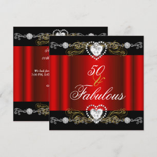 Fantastisch 50 Rot Schwarz Silber Gold 50. Geburts Einladung