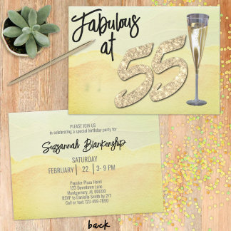 Fantastisch bei 55 Geburtstagsparty Pastel Waterco Einladung