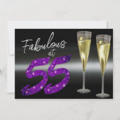 Fantastisch bei 55 Lila Glitzer Elegantes Party Einladung (Vorderseite)