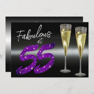 Fantastisch bei 55 Lila Glitzer Elegantes Party Einladung