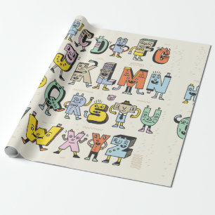 Fantastisch Funny Alphabet. Wacky Doodle Letters D Geschenkpapier