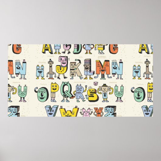 Fantastisch Funny Alphabet. Wacky Doodle Letters D Poster (Vorne)
