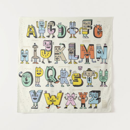 Fantastisch Funny Alphabet. Wacky Doodle Letters D Wandteppich (Vorderseite)