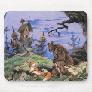 Fantastisch im Stil eines Waldmärchens, Fuchs Mousepad