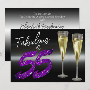 Fantastisch mit 55 Lila Glitter Elegante Party Einladung