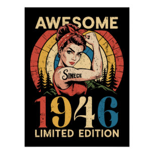 Fantastisch seit 1946 Retro 80. Geburtstag Frau Poster