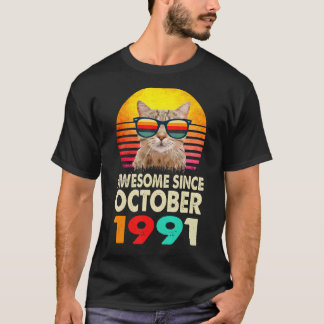 Fantastisch seit Oktober 1991 31. Geburtstag Katze T-Shirt