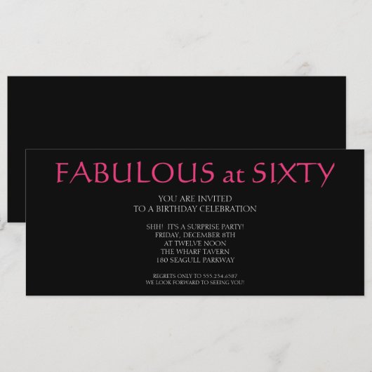 fantastisch um sechzig;Geburtstag Einladung (Vorne/Hinten)