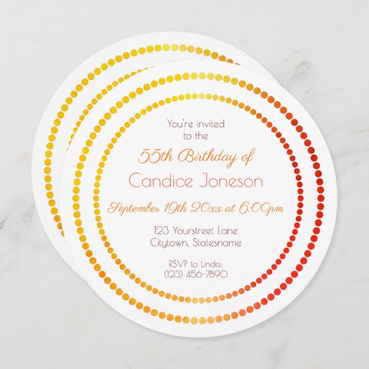 Fantastisch und 55 weiß orangefarben gelb einladung (Vorne/Hinten)