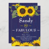 Fantastisch und fünfzig Geburtstag Moderne Blaue S Einladung (Vorne/Hinten)