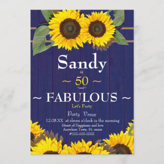 Fantastisch und fünfzig Geburtstag Moderne Blaue S Einladung