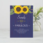 Fantastisch und fünfzig Geburtstag Moderne Blaue S Einladung (Stehend Vorderseite)