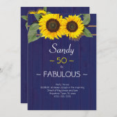 Fantastisch und fünfzig Geburtstag Moderne Blaue S Einladung (Vorne/Hinten)