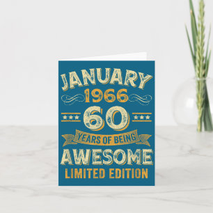Fantastisch Vintage Januar 1966 60. Geburtstag Karte