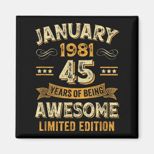 Fantastisch Vintage Januar 1981 45. Geburtstag Magnet