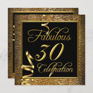 Fantastische 30 Celebration Gold Black Birthday Pa Einladung